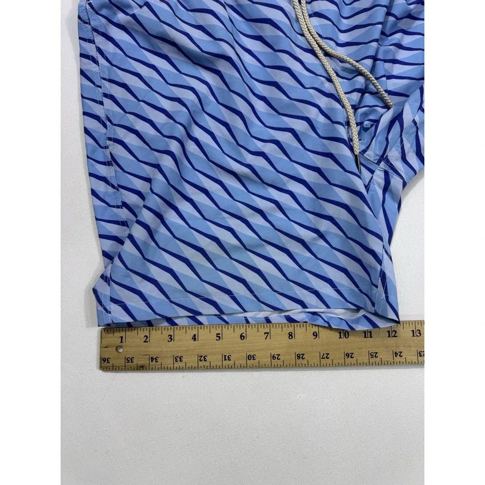 Fair Harbor Swim Trunks Mens 2XL Lined Shorts 7” Beach Blue Geometric Resort